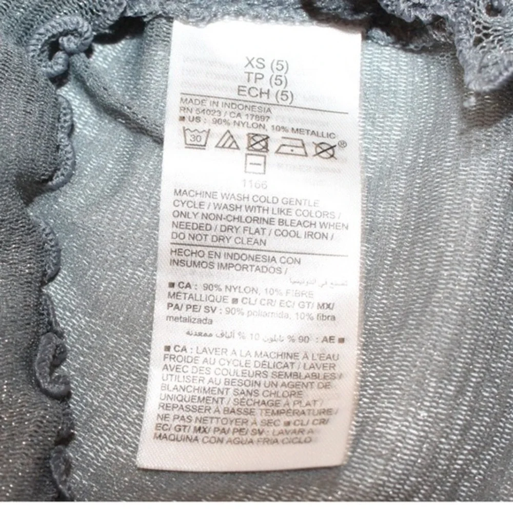 Old Navy Long Sleeve Shirt Metallic Mesh Lettuce‎ Edge XS Silver